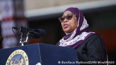 Samia Suluhu Hassan delivers a speech