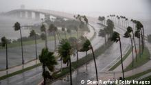SARASOTA, FL - SEPTEMBER 28: Wind gusts blow across Sarasota Bay as Hurricane Ian churns to the south on September 28, 2022 in Sarasota, Florida. The storm made a U.S. landfall at Cayo Costa, Florida this afternoon as a Category 4 hurricane with wind speeds over 140 miles per hour in some areas. (Photo by Sean Rayford/Getty Images)