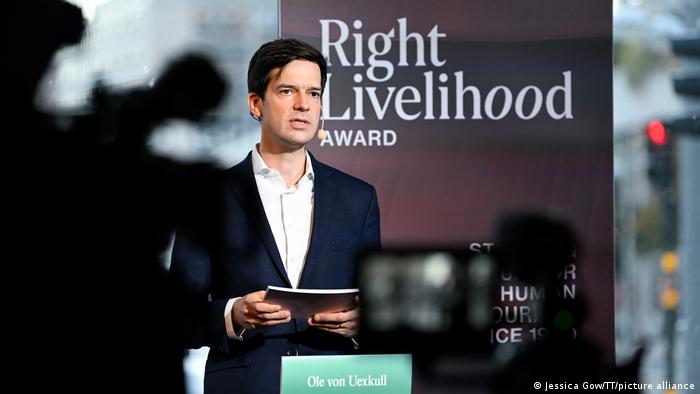 The Right Livelihood Awards are presented by Ole von Uexkull, CEO and member of the jury, during a newsconference at Culture House in Stockholm, Sweden