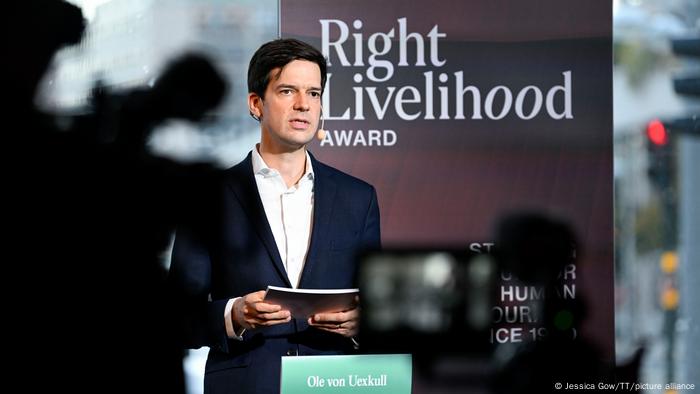 The Right Livelihood Awards are presented by Ole von Uexkull, CEO and member of the jury, during a newsconference at Culture House in Stockholm, Sweden