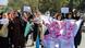 Afghan women display placards and chant slogans during a protest they call Stop Hazara genocide, October 1, 2022. Afghan women display placards and chant slogans during a protest they call Stop Hazara genocide, October 1, 2022.