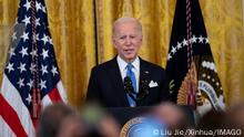 221001 -- WASHINGTON, D.C., Oct. 1, 2022 -- Photo taken on Sept. 30, 2022 shows U.S. President Joe Biden speaking during an event at the White House in Washington, D.C., the United States. The administration of U.S. President Joe Biden slapped new sanctions on Russia on Friday, following Moscow s formal recognition earlier in the day of four Ukrainian regions under Russian control since the early stage of the Russia-Ukraine conflict as Russian territory. TO GO WITH U.S. slaps new sanctions on Russia as Moscow formally recognizes Ukrainian regions as Russian territory U.S.-WASHINGTON, D.C.-RUSSIA-NEW SANCTIONS LiuxJie PUBLICATIONxNOTxINxCHN