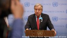 (221003) -- UNITED NATIONS, Oct. 3, 2022 (Xinhua) -- UN Secretary-General Antonio Guterres speaks to reporters at the UN headquarters in New York, Oct. 3, 2022. Guterres on Monday called on all countries to make climate action the global priority. (Xinhua/Xie E)