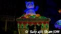 illuminated pandal at Durga Puja festival