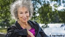 Author Margaret Atwood in front of a lake