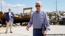 U.S. President Joe Biden tours areas damaged by Hurricane Ian during a visit to Florida, in Fort Myers Beach, Florida, U.S., October 5, 2022. REUTERS/Evelyn Hockstein
