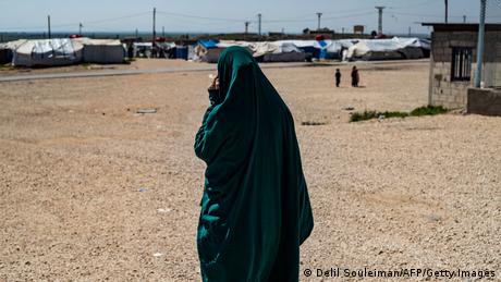A woman at the Roj camp in Syria
