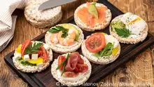 Rice cakes on a wooden table