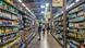 People stand in the ailse of a US supermarket in Santa Monica, California People stand in the ailse of a US supermarket in Santa Monica, California