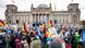 Demonstrators seen in front of the Reichstag Demonstrators seen in front of the Reichstag