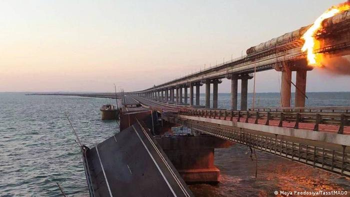 Collapsed portion of the Kerch Bridge