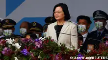 Taiwan's President Tsai Ing-wen gives a speech on National Day in Taipei, Taiwan, October 10, 2022. REUTERS/Ann Wang
