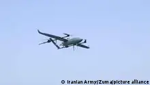 August 24, 2022, UNKNOWN, UNKNOWN, IRAN: This handout picture provided by the Iranian Army office on August 24, 2022, shows a military unmanned aerial vehicle (UAV or drone) flying during a two-day drone drill at an undisclosed location in Iran. Iranian Army started a two-day military drone drill in various parts of the country. (Credit Image: Â© Iranian Army Office via ZUMA Press Wire