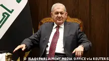 13.10.2022, Bagdad, Irak, Presidential candidate Abdul Latif Rashid attends a parliamentary session to vote for a new head of state president in Baghdad, Iraq, October 13, 2022. Iraqi Parliament Media Office/Handout via REUTERS ATTENTION EDITORS - THIS IMAGE HAS BEEN SUPPLIED BY A THIRD PARTY