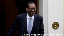 Britain's former Chancellor of the Exchequer Kwasi Kwarteng leaves 11 Downing Street after being sacked by the Prime Minister Liz Truss in London, Friday, Oct. 14, 2022. Kwarteng has left the government, ahead of an announcement by Prime Minister Liz Truss on changes to an economic package that sparked market turmoil. (AP Photo/Kirsty Wigglesworth)