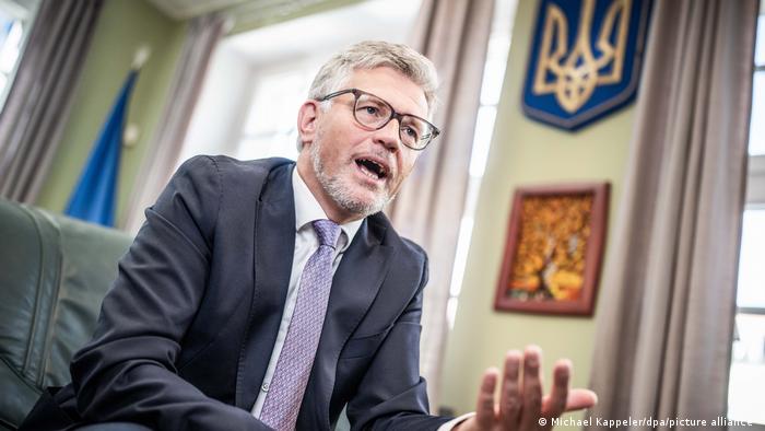 Der ukrainische Vize-Außenminister Andrij Melnyk, damals noch Botschafter der Ukraine in Deutschland, bei einem Interview mit der Deutschen Presse-Agentur