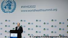 16.10.2022 Bundeskanzler Olaf Scholz (SPD) spricht bei der Eröffnungsfeier zum 14. World Health Summit. Der internationale Gesundheitsgipfel der WHO findet seit 2009 jährlich in Berlin statt.