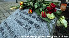 Illustration zum Thema Terroranschlag von Wien Bild zeigt: Gedenkstein der Stadt Wien fuer die Opfer des Terroranschlages vom vom 2. November 2020 in der Wiener Innenstadt. Der Standort ist an einem der Tatorte am Desider Friedmannplatz FOTO: GUENTER R. ARTINGER - 20210305_PD14525