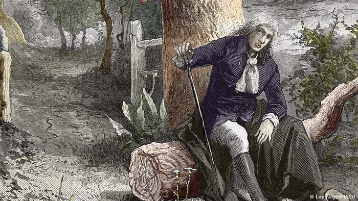 Illustration |  Isaac Newton is sitting under a tree