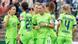 Wolfsburg celebrate a goal Wolfsburg celebrate a goal