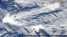 Loic Meillard of Switzerland in action during the second run of the Men's Giant Slalom race of the FIS Alpine Ski World Cup season opener on the Rettenbach glacier, in Soelden, Austria, on Sunday, October 24, 2021. (KEYSTONE/Gian Ehrenzeller)