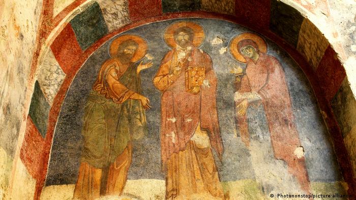 Un fresco de Jesús en la iglesia de San Nicolás en Demre (Turquía), donde los expertos creen que se encontraría originalmente la tumba de San Nicolás. 