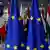 German Chancellor Olaf Scholz among EU and European national flags 