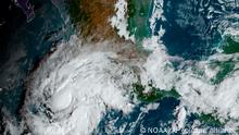 This satellite image taken at 10am ET and provided by NOAA shows Tropical Storm Roslyn approaching the Pacific coast of Mexico, Friday, Oct. 21, 2022. Forecasters expect it to be a hurricane when it makes a likely weekend landfall between the resorts of Puerto Vallarta and Mazatlan. (NOAA via AP)