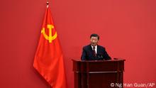 Chinese President Xi Jinping speaks at an event to introduce new members of the Politburo Standing Committee at the Great Hall of the People in Beijing, Sunday, Oct. 23, 2022. (AP Photo/Ng Han Guan)