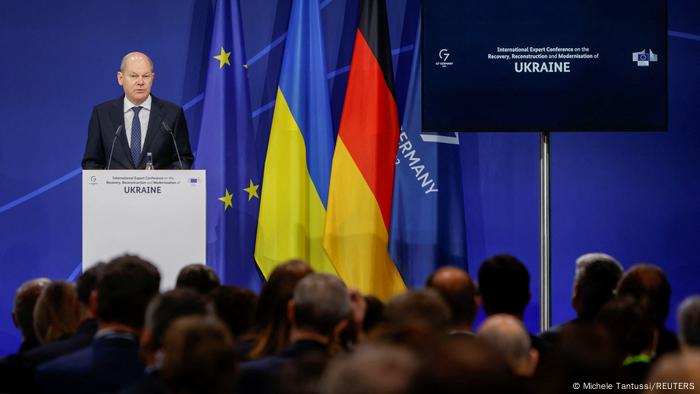 Olaf Scholz, canciller de Alemania, inauguró la Conferencia Internacional sobre la Reconstrucción de Ucrania, en Berlín.
