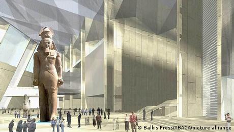 3d Architektur Rendering der Eingangshalle des Neuen Ägyptischen Museums