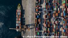 (210907) -- ATHENS, Sept. 7, 2021 (Xinhua) -- Aerial photo taken on Sept. 6, 2019 shows the Piraeus port in Greece. TO GO WITH Feature: Greece's Piraeus port refilled with vitality under BRI cooperation (Photo by Lefteris Partsalis/Xinhua)