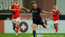 SEIXAL, PORTUGAL - OCTOBER 27: Georgia Stanway of FC Bayern Munchen in action during the UEFA Women's Champions League Group D match between SL Benfica and FC Bayern Munchen at Benfica Campus on October 27, 2022 in Seixal, Portugal. (Photo by Gualter Fatia/Getty Images)
