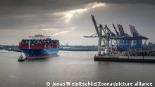 Large Container Vessel in the Port of Hamburg, 22.01.2021