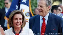 June 30, 2022, ROME, ITALY: US House of Representatives Speaker Nancy Pelosi and her husband Paul Pelosi at Villa Taverna, US Ambassador residence, to celebrate the Indipendence Day, Rome 30 June 2022..ANSA/FABIO FRUSTACI (Credit Image: © ANSA via ZUMA Press