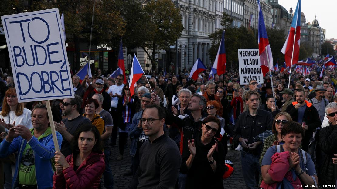 Anti-government protesters in Prague