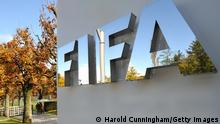 ZURICH, SWITZERLAND - OCTOBER 20: The FIFA logo is seen outside the FIFA headquarters prior to the FIFA Executive Committee Meeting on October 20, 2011 in Zurich, Switzerland. During their third meeting of the year, held over two days, the FIFA Executive Committee will approve the match schedules for the FIFA Confederations Cup Brazil 2013 and the 2014 FIFA World Cup Brazil. (Photo by Harold Cunningham/Getty Images)