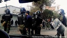 Iranian Anti riot police during clashes with protesters over the death of Mahsa Amini, 22-year old woman who was believed to have been beaten by the countryâs morality police for not complying with mandatory dress codes requiring women to wear a hijab in Ardabil. Iran. October 15, 2022. Photo by SalamPix/ABACAPRESS.COM