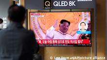 A TV screen showing a news program reporting about North Korea's missile launch with file footage of North Korean leader Kim Jong Un is seen at the Seoul Railway Station in Seoul, South Korea, Thursday, Nov. 3, 2022. North Korea continued its barrage of weapons tests on Thursday, firing at least three missiles including a suspected intercontinental ballistic missile that forced the Japanese government to issue evacuation alerts and temporarily halt trains. (AP Photo/Lee Jin-man)