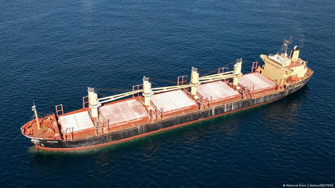 The cargo ship MV Rubymar, carrying Ukrainian grain, is seen in the Black Sea off Kilyos near Istanbul, Turkey November 2, 2022