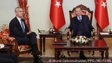04/11/2022****
Turkish President Tayyip Erdogan meets with NATO Secretary-General Jens Stoltenberg as he is flanked by Turkish Defence Minister Hulusi Akar and members of delegations in Istanbul, Turkey, November 4, 2022. Murat Cetinmuhurdar/PPO/Handout via REUTERS THIS IMAGE HAS BEEN SUPPLIED BY A THIRD PARTY. NO RESALES. NO ARCHIVES 