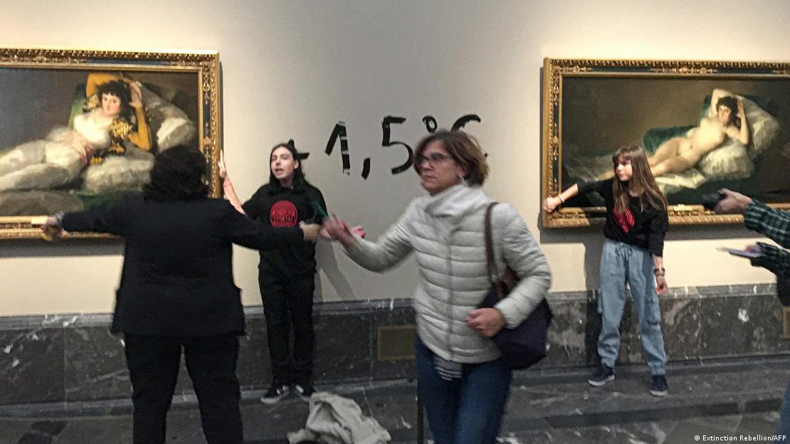 Cena de ativismo climático no Museu do Prado