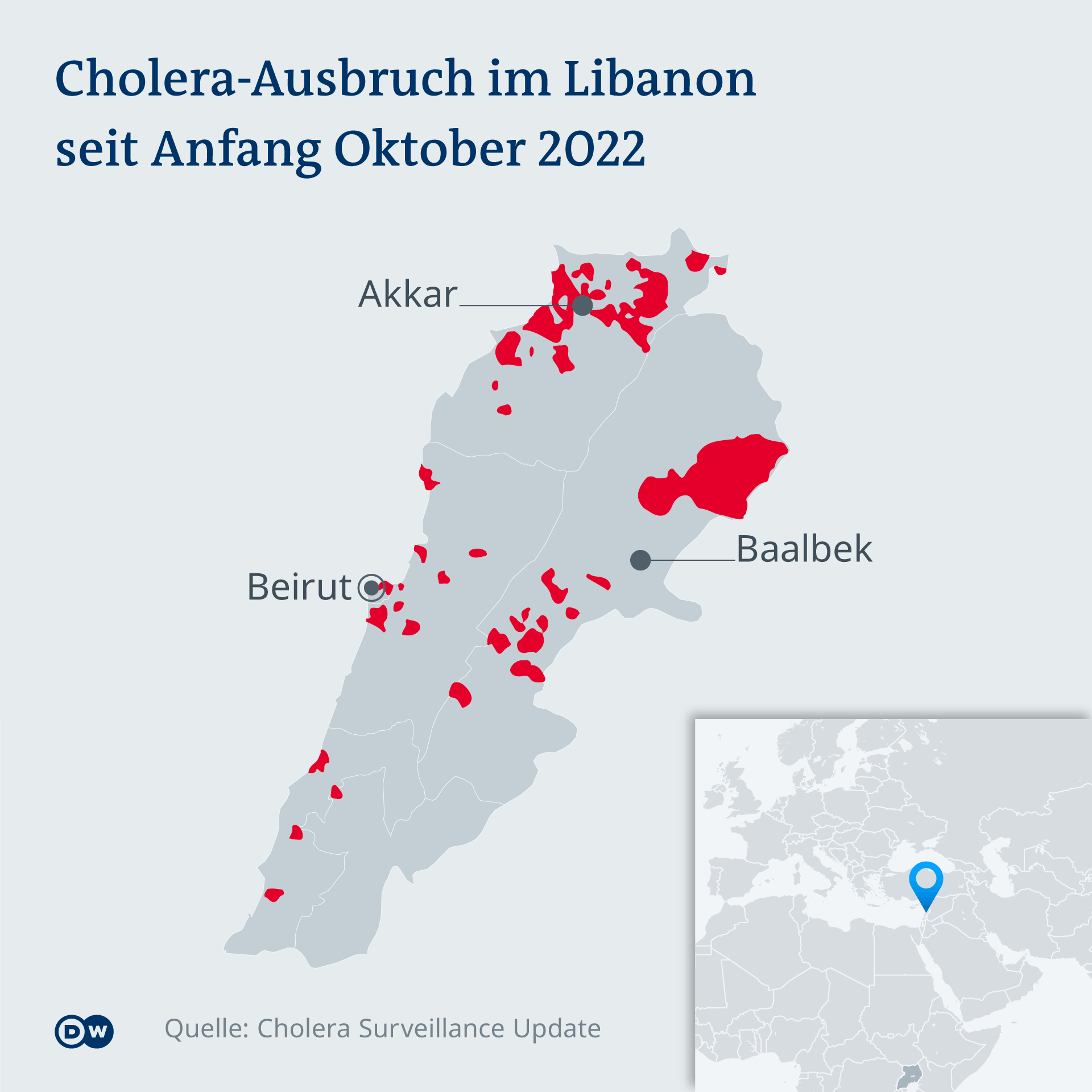 Infografik Cholera Ausbruch im Libanon 2022 DE