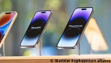 iPhone 14 line up (14 Plus, 14 pro and 14 Pro Max) on display inside Apple store in Marunouchi, Tokyo on October 20, 2022. - 20221020_PD4128