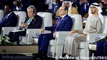 Secretary-General of the United Nations Antonio Guterres, Egyptian President Abdel Fattah al-Sisi and United Arab Emirates President Sheikh Mohamed bin Zayed Al-Nahyan attend the COP27 climate summit in Sharm el-Sheikh, Egypt November 7, 2022. REUTERS/Mohammed Salem