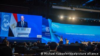 COP27: Kancelari gjerman Olaf Scholz gjatë fjalimit të tij përpara plenumit të Konferencës Botërore për Klimën.