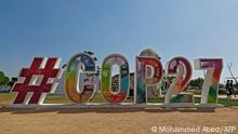A picture shows an artwork at the Green Zone during the COP27 climate summit at the Sharm El Sheikh International Convention Centre, in Egypt's Red Sea resort of the same name, on November 7, 2022. (Photo by Mohammed ABED / AFP) (Photo by MOHAMMED ABED/AFP via Getty Images)