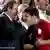Maçtan sonra UEFA Başkanı Michel Platini ve Lionel Messi