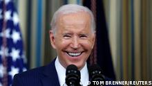 U.S. President Joe Biden smiles as he answers a question during a news conference held after the 2022 U.S. midterm elections in the State Dining Room at the White House in Washington, U.S., November 9, 2022. REUTERS/Tom Brenner