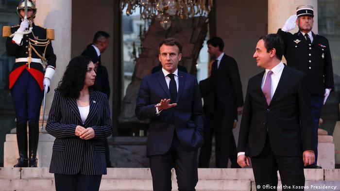 Fracnë | Vjosa Osmani, Albin Kurti, Emmanuel Macron